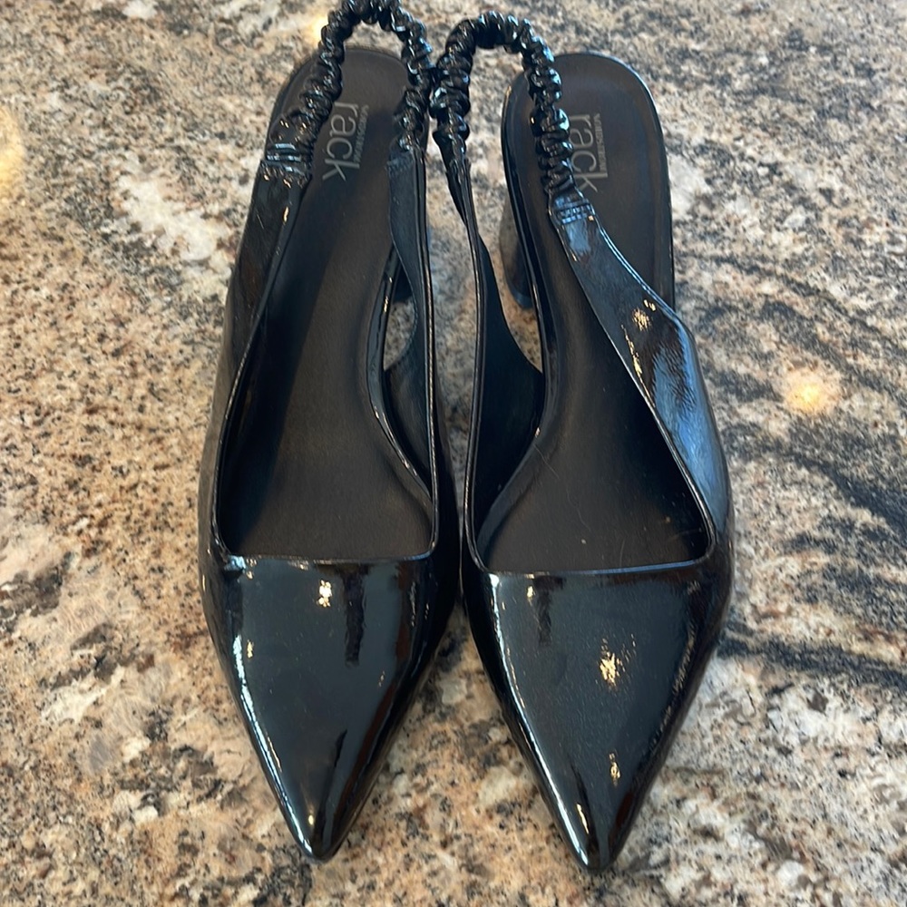 New chunky heel black patent leather shoes size 11